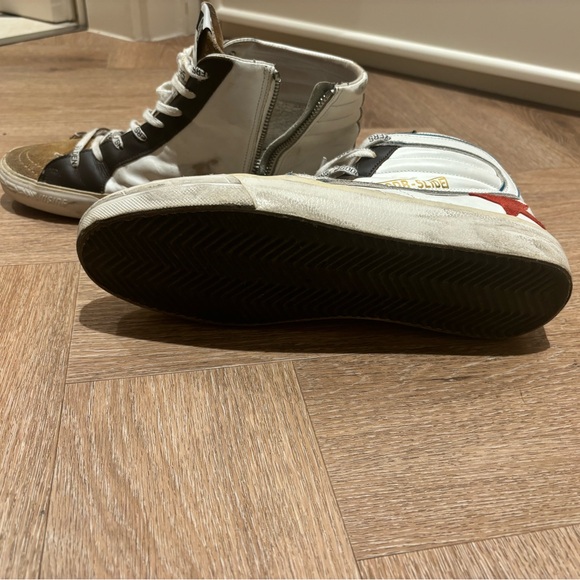 Red and White leather Golden Goose high tops in size US 9.5 - Picture 3 of 4